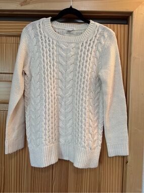 Club Monaco Cream Cable-Knit Crewneck Sweater
